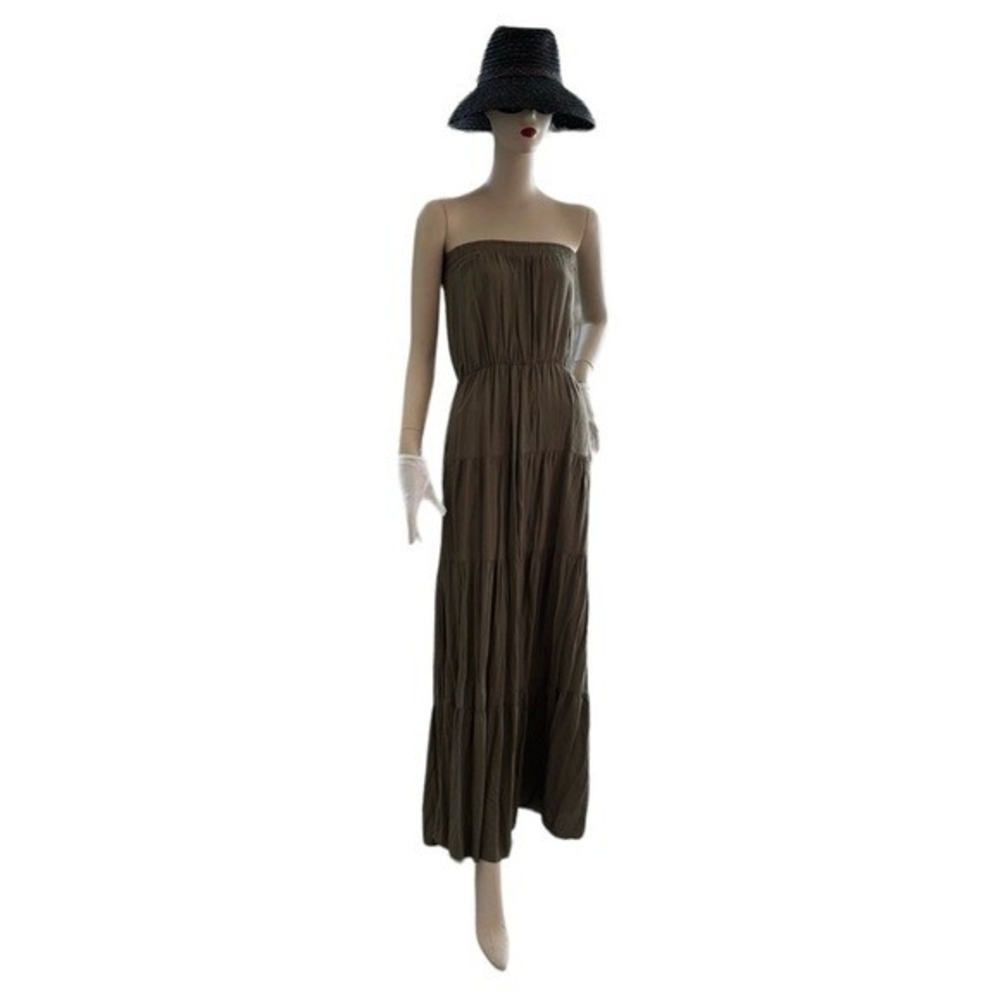 AMASOO Military Green Off Shoulder Tiered Maxi Dress Womens Size 6 NWT - Picture 5 of 10